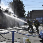 Tacoma fire fighters battle a blaze at a tavern on South Tacoma Way on Aug. 20. (PHOTO COURTESY TACOMA FIRE DEPARTMENT)