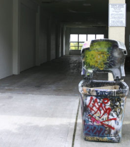 The former Graffiti Garage in downtown Tacoma still has traces of its artistic past. (PHOTO BY TODD MATTHEWS)