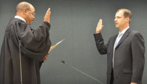 Pierce County Councilmember Dan Roach was sworn in to office by Pierce County Superior Court Judge Frank E. Cuthbertson during a ceremony Monday morning at the County-City Building in Tacoma. (PHOTO COURTESY PIERCE COUNTY)