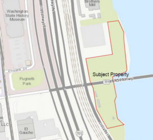 A waterfront park located along Thea Foss Waterway could soon be named after Tacoma civic booster George H. Weyerhaeuser, Jr. (IMAGE COURTESY CITY OF TACOMA)