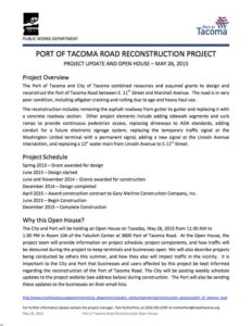 Open house May 26 for major Port of Tacoma Road project