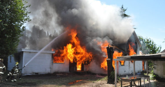 Tacoma firefighters were in Fife Tuesday to participate in an exercise designed to hone their skills under live fire conditions. (PHOTO COURTESY TACOMA FIRE DEPARTMENT)