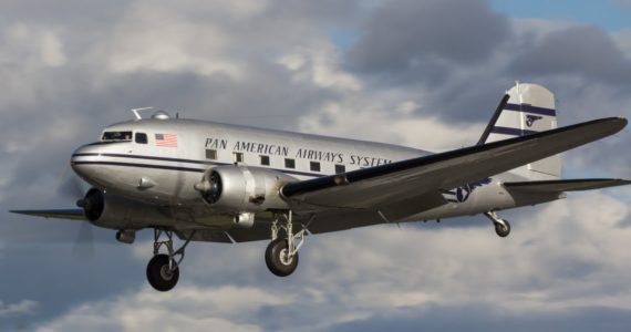 Credit: Historic Flight Foundation / Liz MatzelleThe Historic Flight Foundation's Douglas DC-3 prepares to make another landing.