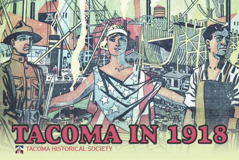 Tacoma was one of the largest wood shipbuilding centers of the world in 1918.Image from Tacoma Tribune Industrial Edition, February 12, 1918