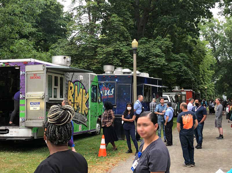 In what was both a familiar and disorienting experience, food trucks were at a public event in a public park. It was a simple reminder of what was and, we all hope, will be. (Photo by Morf Morford)