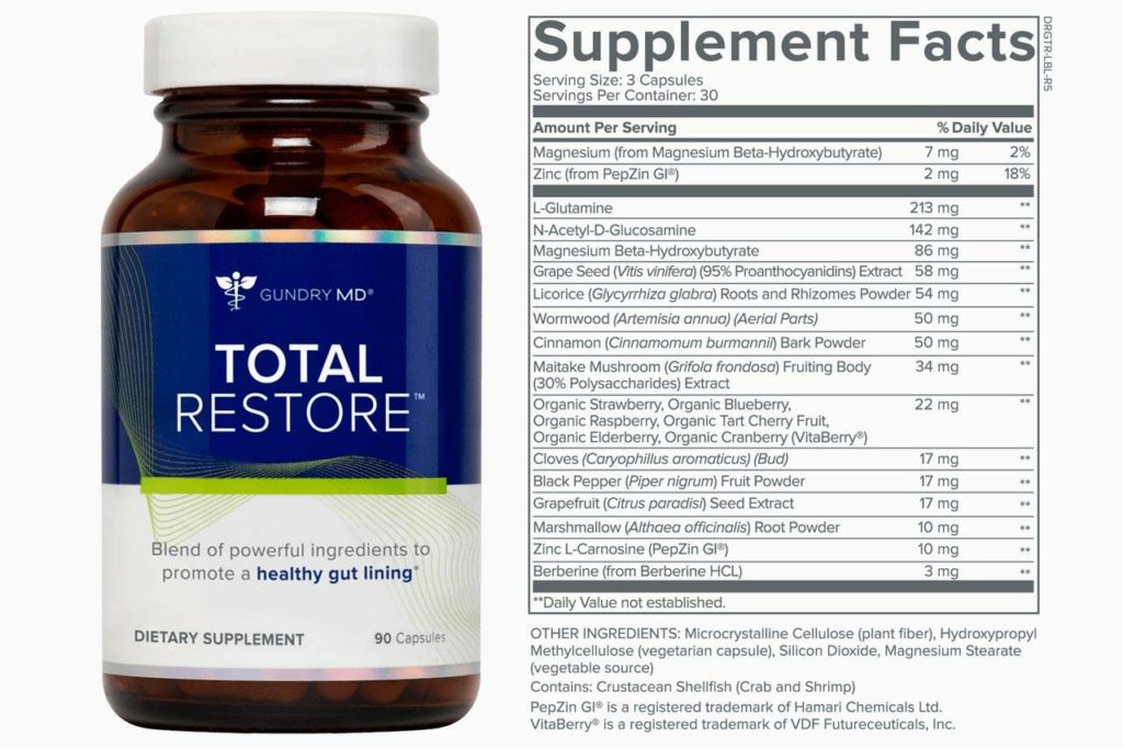 Gundry MD Total Restore Reviewed Tacoma Daily Index   30212775 Web1 M3 IDX 20220827 Gundry MD Supplement Facts Label 1024x682 