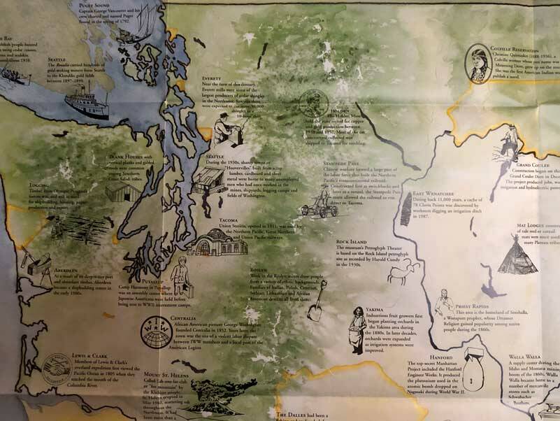 This detail from a map produced by Washington State Historical Society gives a tiny glimpse of the tribal and territorial complexity of our state.