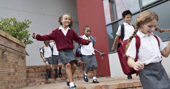 Children at modern school facility. (Getty Images)