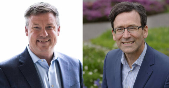 State Sen. Mark Mullet, left, and Attorney General Bob Ferguson, right, are both running as Democrats for governor in 2024. (Photos courtesy of Mullet and Ferguson campaigns)