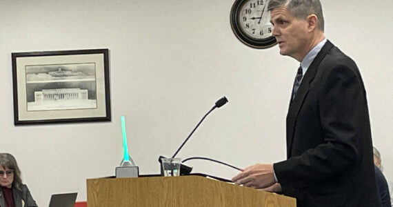 Troy Kelley, a former Washington state auditor, was in front of the state Supreme Court on Tuesday June 11, 2024 fighting efforts to disbar him due to convictions on eight felonies, crimes that led to a federal prison sentence. (Jerry Cornfield/Washington State Standard)