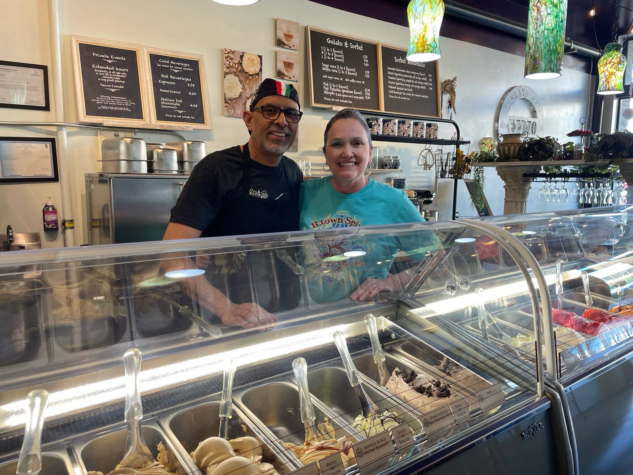 Medzo Gelato owners Fareed and Jennifer Al-Abboud. The business is located at 612-B Tacoma Ave. S. (Courtesy photo)