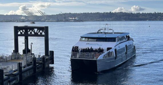 Photo courtesy of Tom Banse
Some Vashon Island ferry commuters are making their workweek roundtrips to downtown Seattle via the King County Water Taxi until Washington State Ferries restores full service.