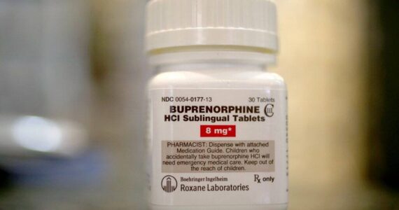 Joe Raedle/Getty Images/Washington State Standard
A bottle of buprenorphine, a medication to treat opioid-use disorder.