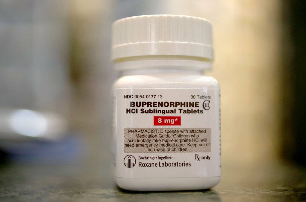 Joe Raedle/Getty Images/Washington State Standard
A bottle of buprenorphine, a medication to treat opioid-use disorder.