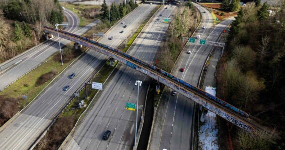 Photo courtesy of King County Parks
An aerial view of the old rail bridge that King County Parks will retrofit for use as a trail, using money from the federal RAISE grant program.