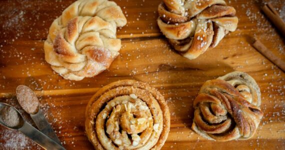 Thea Billing and Noah Citron, co-owners of Midsommar Bakery, started selling Swedish buns and other pastries at the Proctor Farmers Market on Saturdays starting in March. Photos courtesy of Thea Billing and Noah Citron