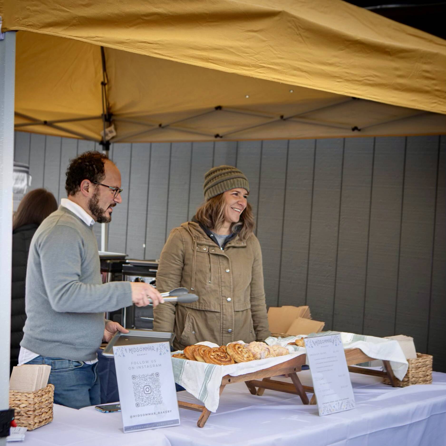Thea Billing and Noah Citron, co-owners of Midsommar Bakery, started selling Swedish buns and other pastries at the Proctor Farmers Market on Saturdays starting in March. Photos courtesy of Thea Billing and Noah Citron