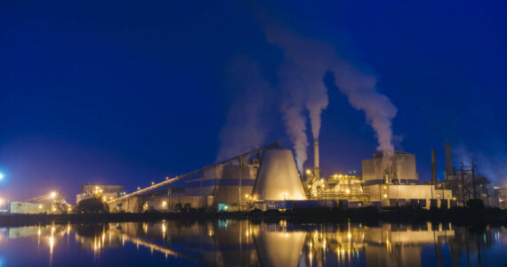 A pulp mill on the waterfront at night, near Port Angeles, Washington (Getty Images)