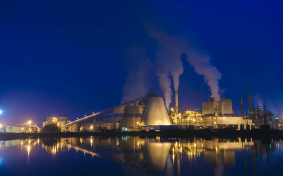 A pulp mill on the waterfront at night, near Port Angeles, Washington (Getty Images)