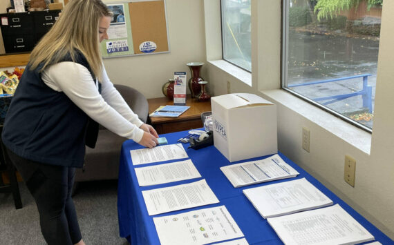 Jerry Cornfield/Washington State Standard
Members of the Washington Public Employees Association are voting on a new two-year contract this week that leaders of the union say they should reject. Aubrei Hansen, WPEA marketing and membership coordinator, is putting out ballots inside the Olympia office on Wednesday Sept. 25, 2024.