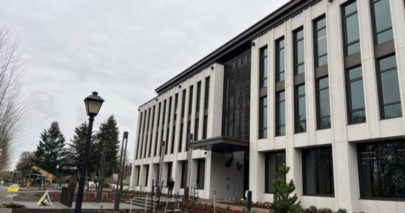 The Irving R. Newhouse Building, which will soon open, houses offices of Republican senators and caucus staff. (Laurel Demkovich/Washington State Standard)