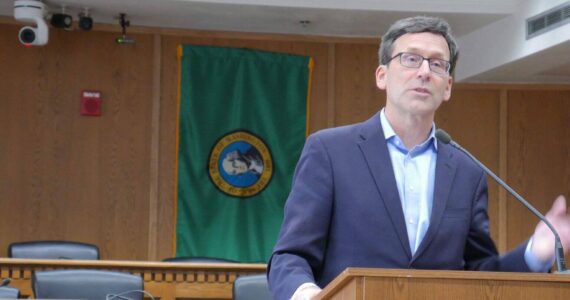 Gov.-elect Bob Ferguson, speaks to reporters on Jan. 9, 2025 in Olympia. (Bill Lucia/Washington State Standard)