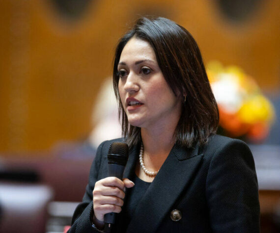 Washington state Sen. Yasmin Trudeau, D-Tacoma, seen here on the Senate floor in 2024, is the lead sponsor of a bill in the 2025 legislative session that calls for making Eid al-Fitr and Eid al-Adha state-recognized holidays in Washington. (Photo courtesy of Legislative Support Services)